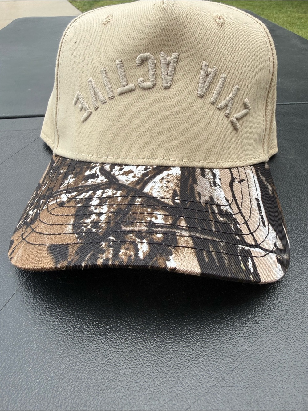 Zyia Active Tan Active Embroidered Cap with Brown Camo Brim
